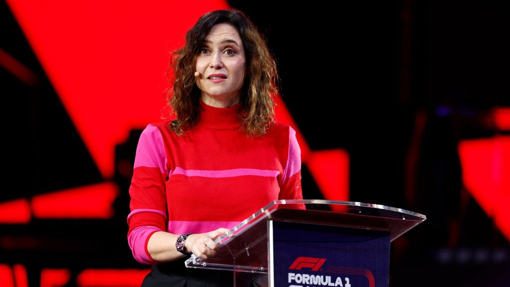 La présidente de la Communauté de Madrid, Isabel Díaz Ayuso lors de la présentation du Grand Prix d'Espagne de Formule 1 à Madrid