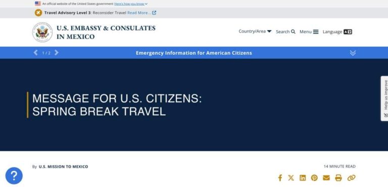 L'ambassade des États-Unis au Mexique publie un avis concernant les voyages pendant les vacances de printemps