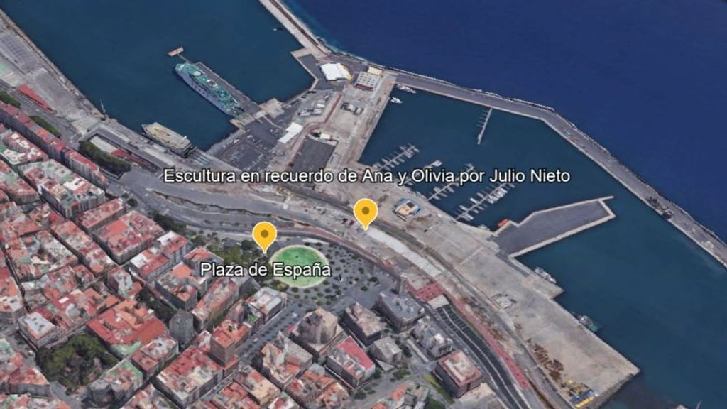 Localisation de la sculpture d'Anna et Olivia à Santa Cruz de Tenerife, sur l'île de Tenerife