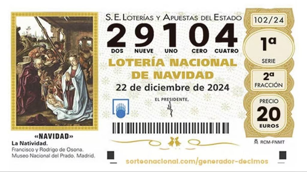 Un dixième de loterie du nombre 29104