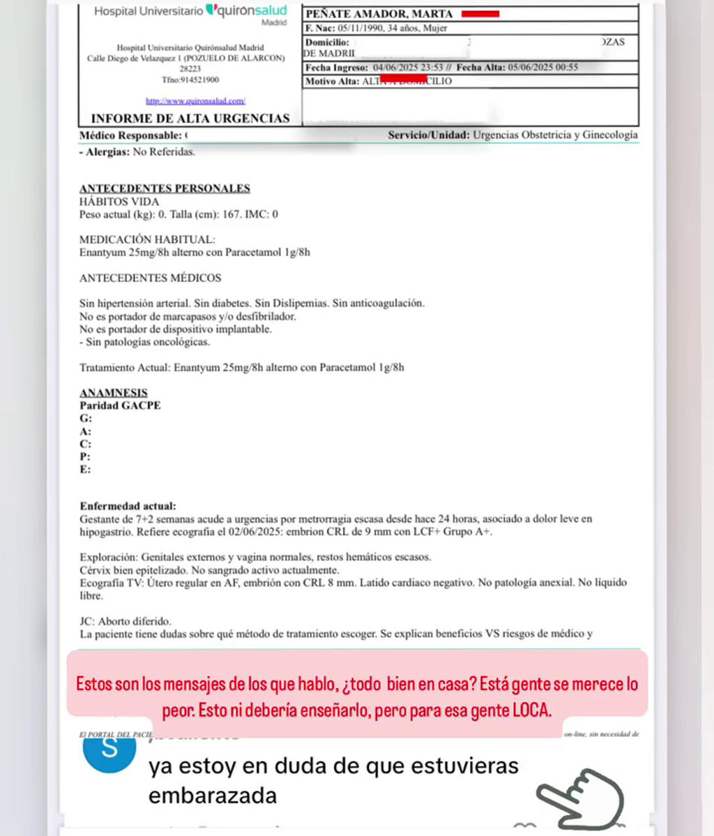 Rapport clinique de Marta Peñate après avoir visité les urgences