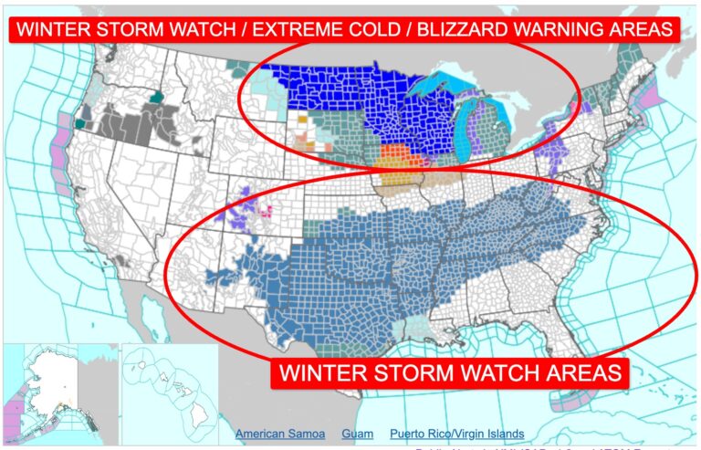 Ces États américains sont actuellement sous surveillance de tempête hivernale