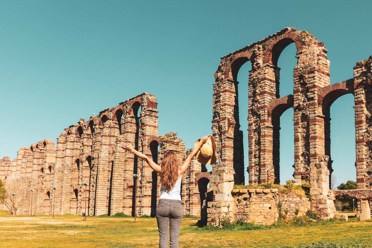 Aqueduc romain historique des miracles à Mérida, Espagne