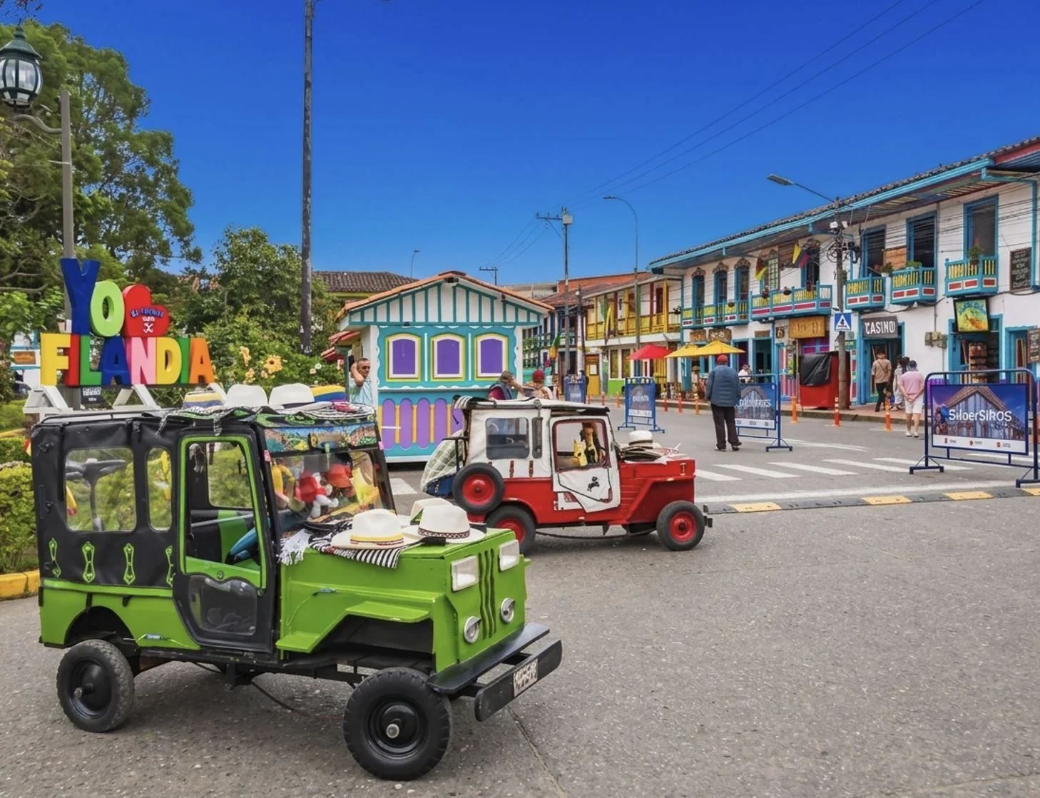  Parc Bolívar avec ses maisons colorées typiques. Une ville dans le triangle du café