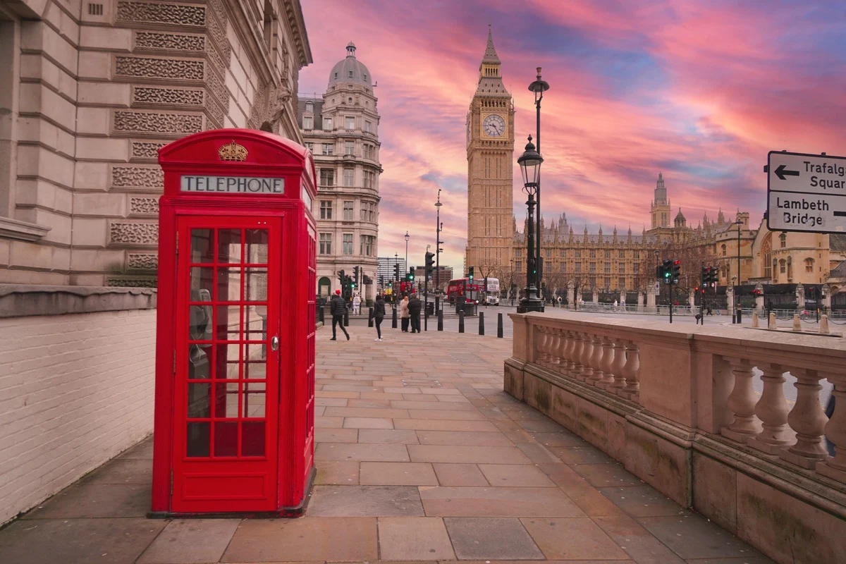 Boîte téléphonique rouge de Londres, Angleterre, Royaume-Uni