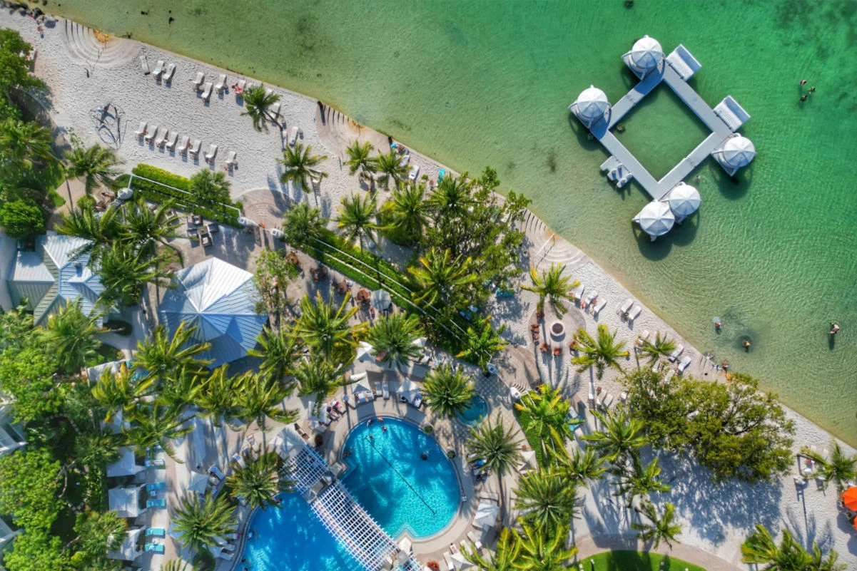 Photo aérienne de la plage de la propriété Playa Largo à Key Largo, Florida Keys. Photo de Tyler Fox