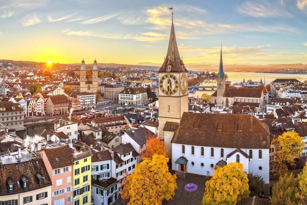Vue Aérienne De L'Altstadt À Zurich, Suisse