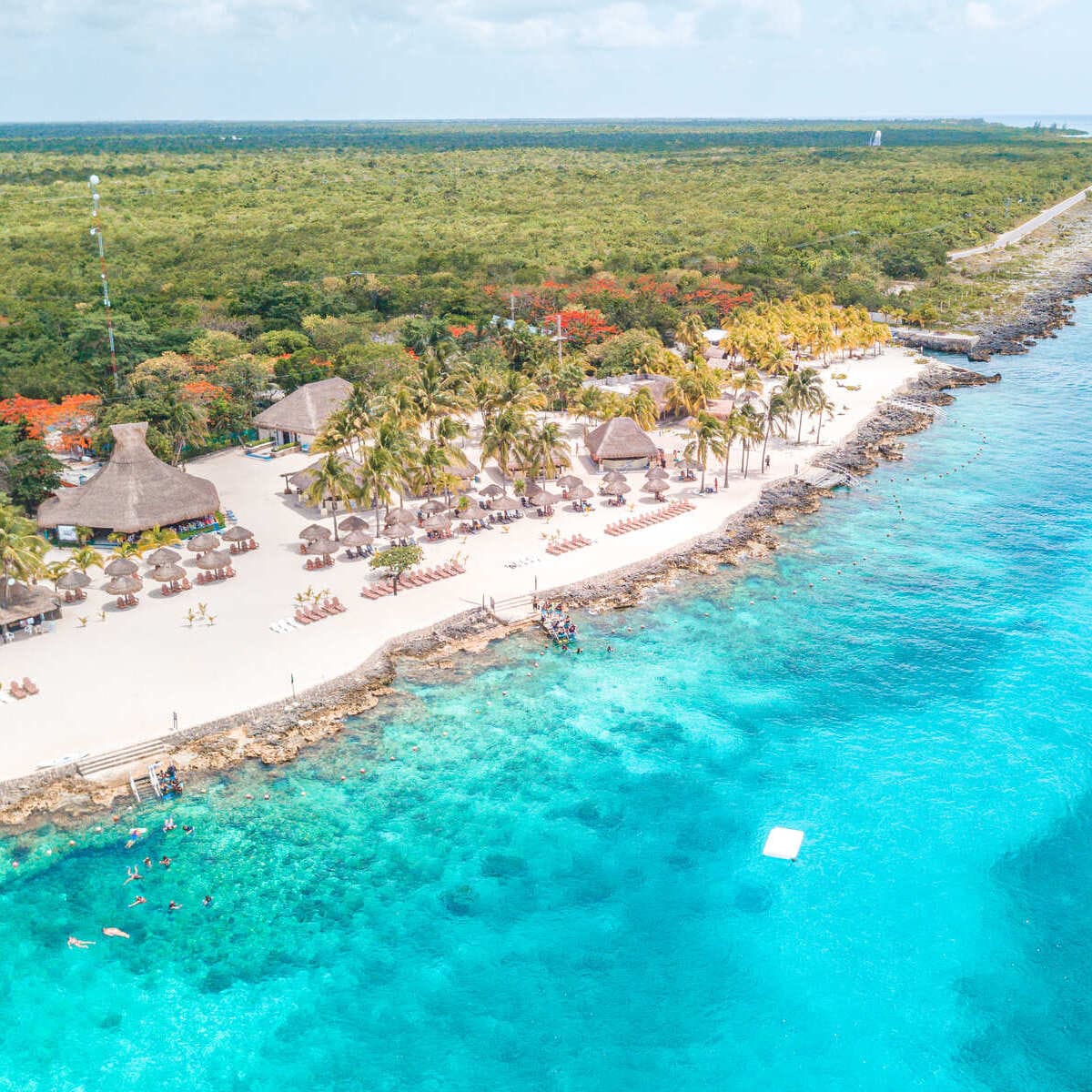 Vue aérienne de l'île de Cozumel, Mexique