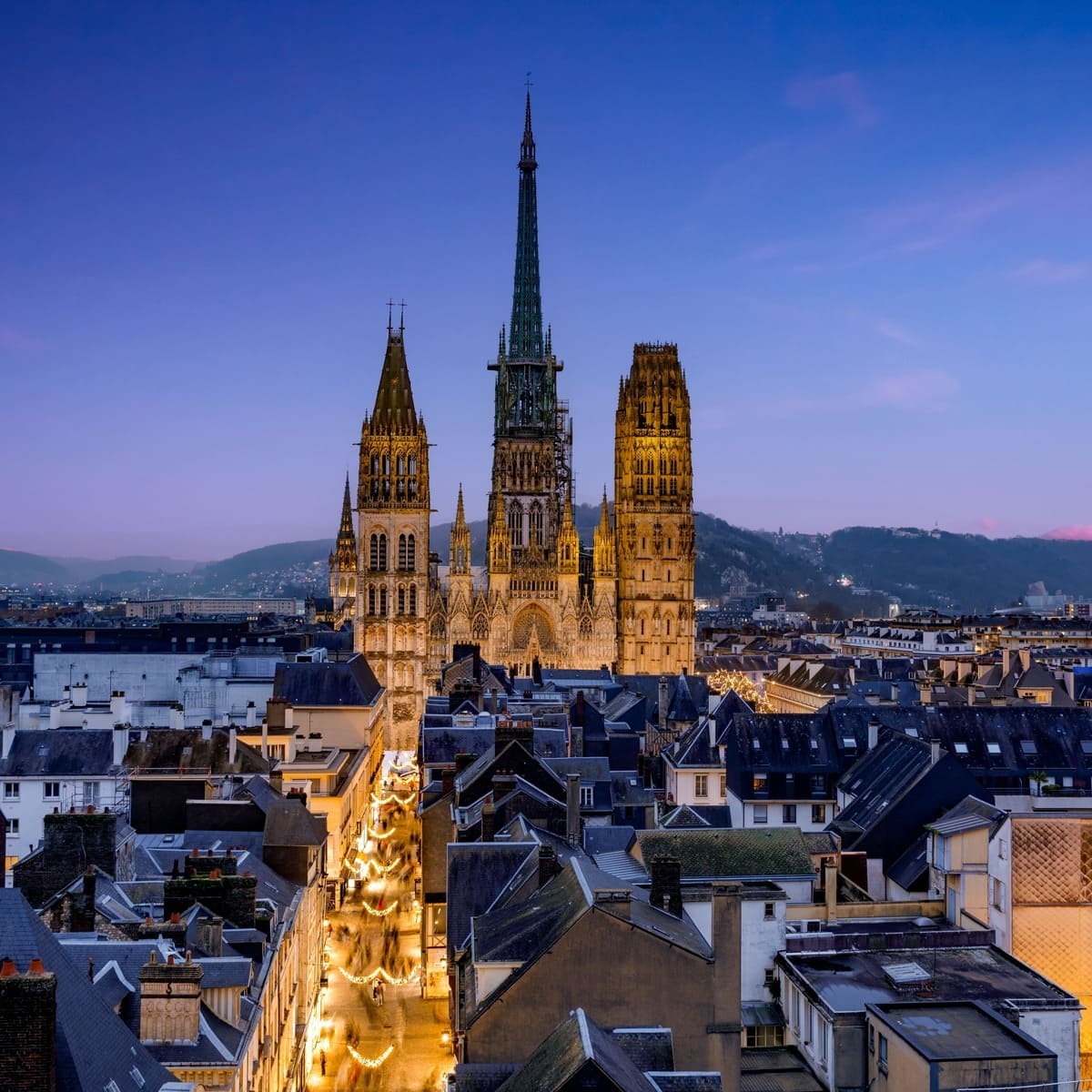 Vue panoramique du centre historique de Rouen vue du haut de la tour de l'horloge astronomique, France
