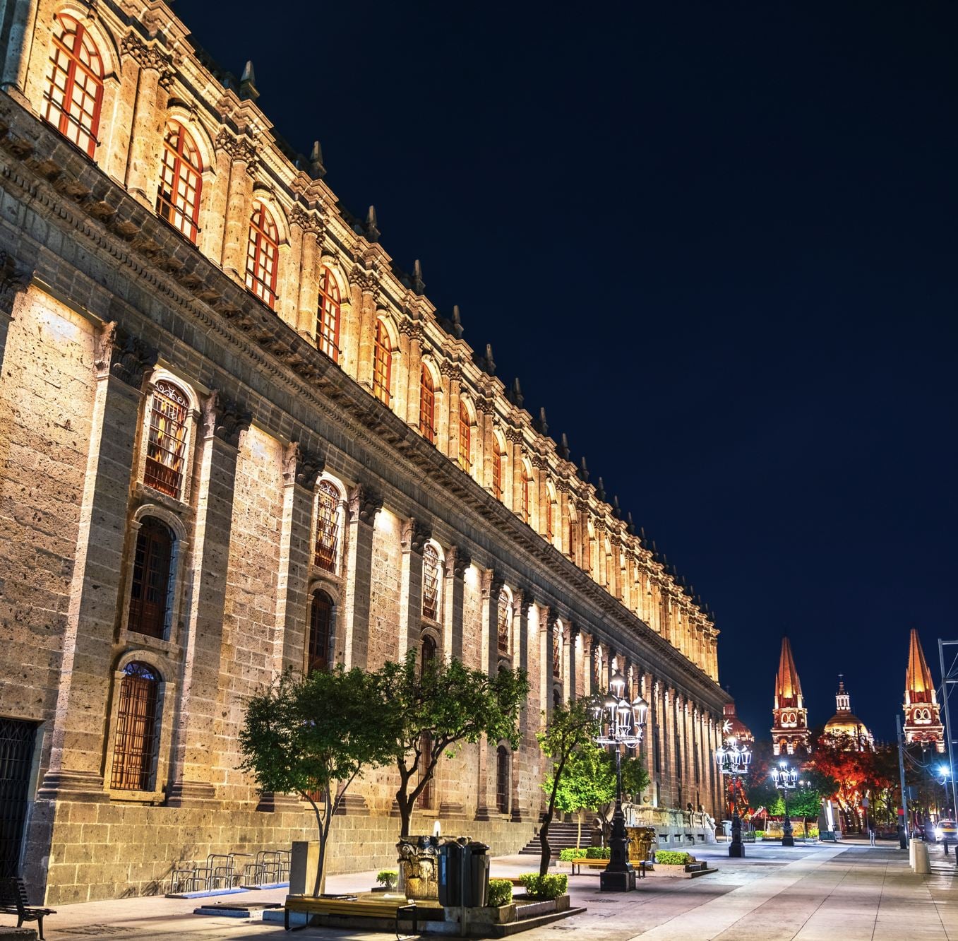 Teatro Degollado, un théâtre mexicain néoclassique à Guadalajara, au Mexique, au coucher du soleil