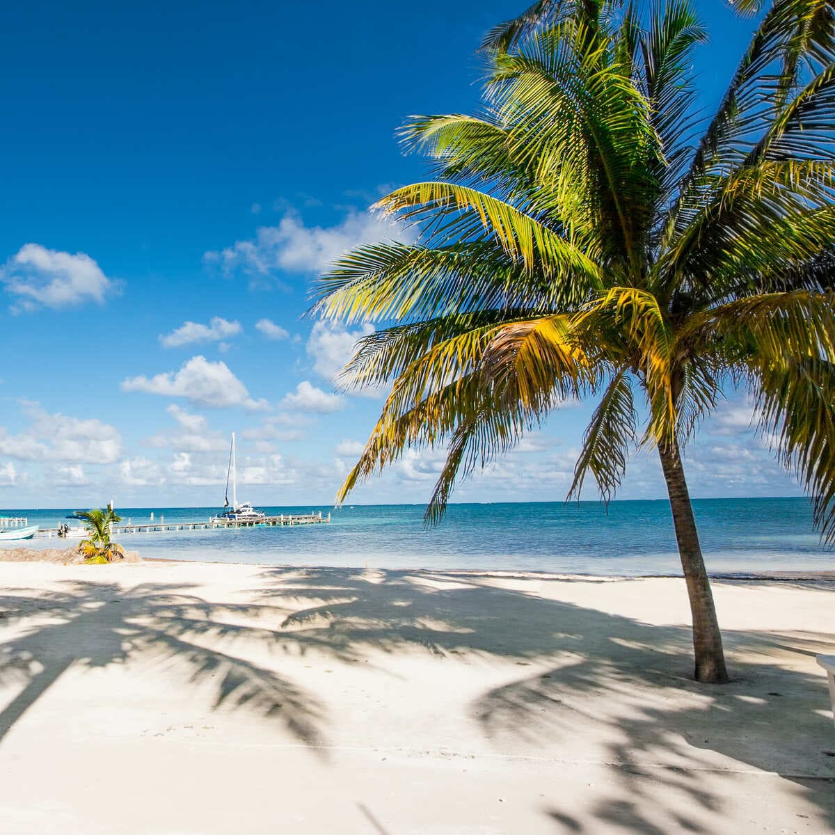Une plage de sable blanc à Caye Caulker, Belize