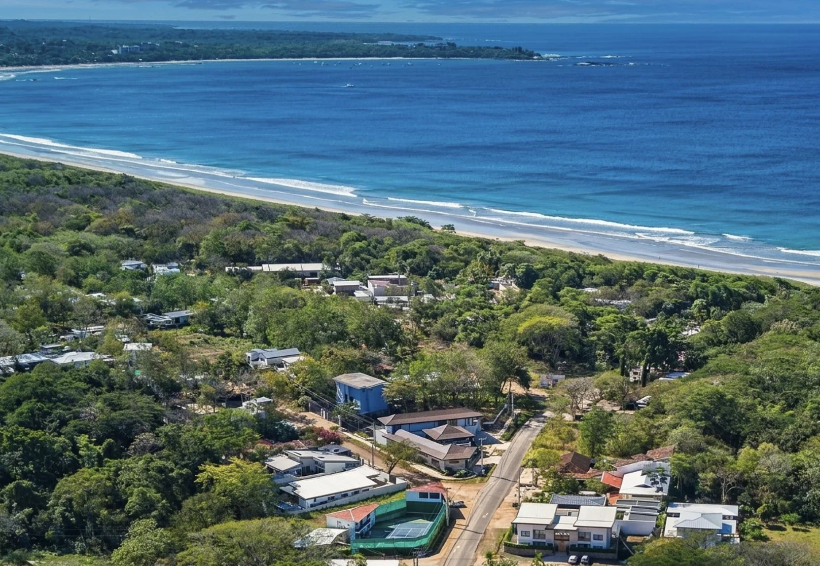 Vue aérienne de la communauté et de la plage de Playa Grande Costa Ric