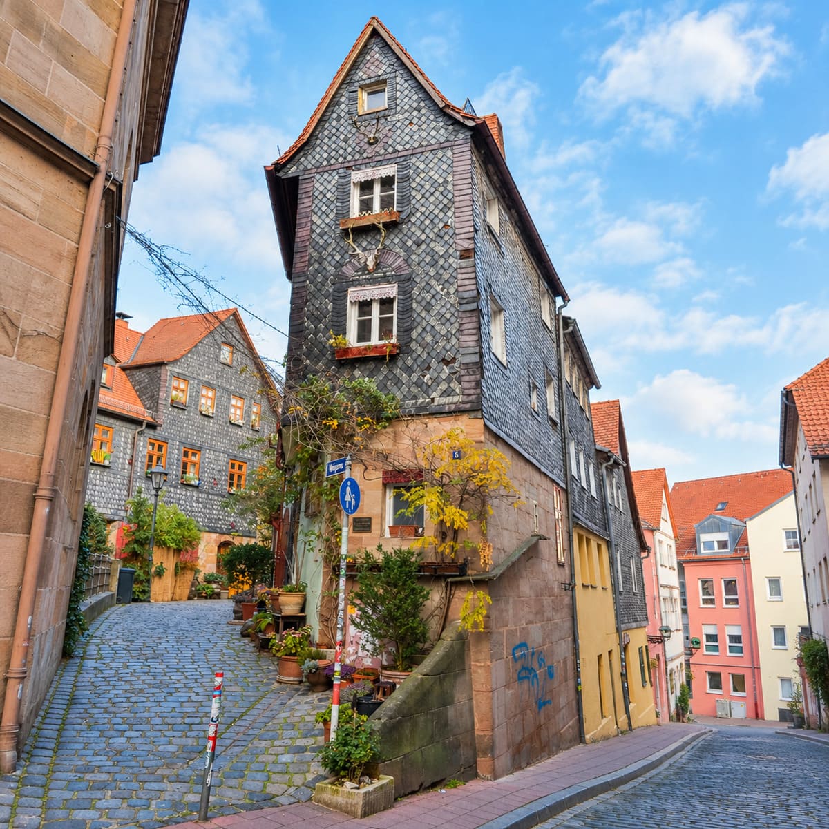 Beau bâtiment à colombages à Furth Altstadt, Allemagne