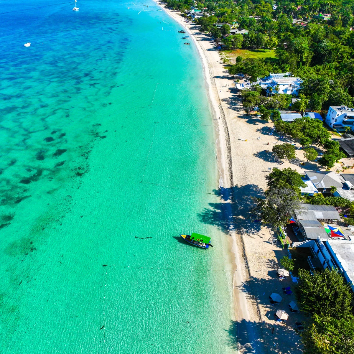 Vue aérienne de la plage turquoise de Negril en Jamaïque