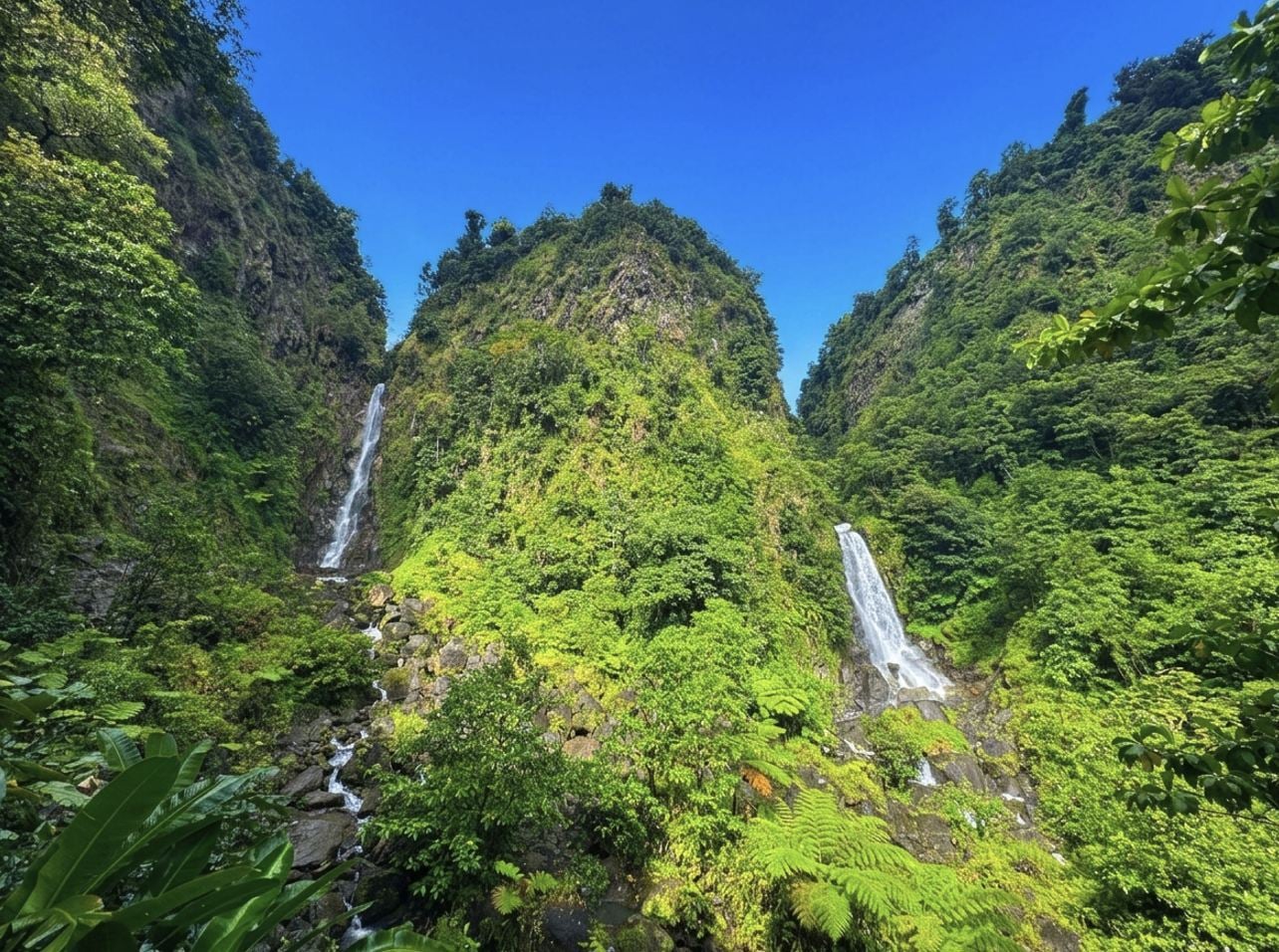 Paysage des chutes de Trafalgar en Dominique