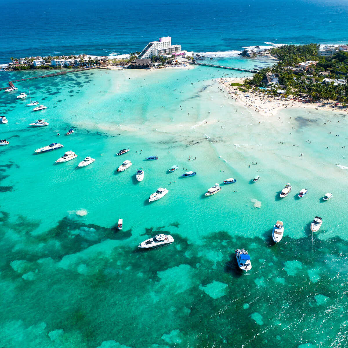 Vue aérienne d'Isla Mujeres, Mexique